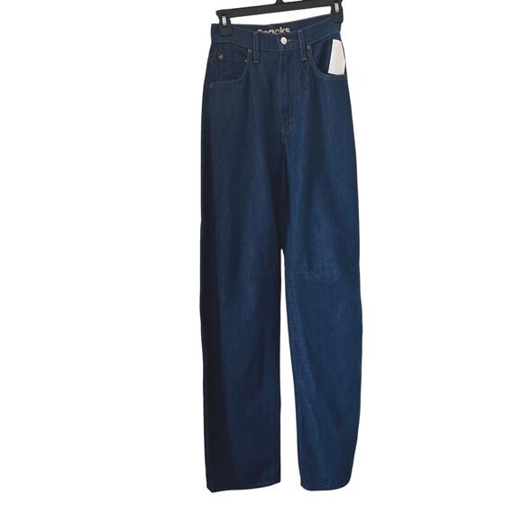 Mother Snacks Barrel Leg Kegger Heel Jeans In Wash Your Plate Size 23 - Picture 2 of 13